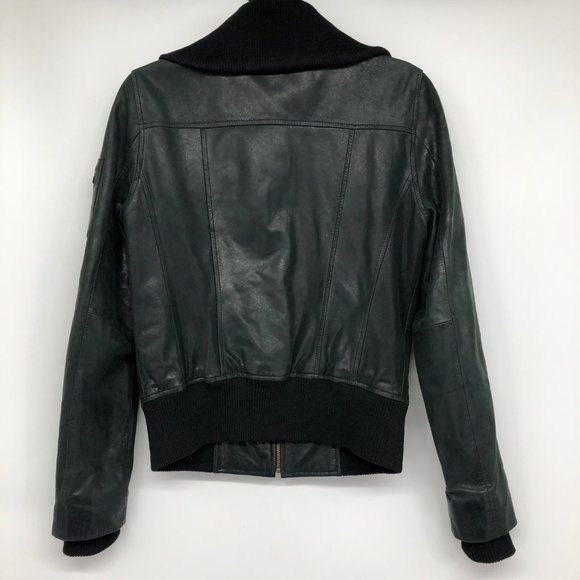 Nordstrom's Make + Model Black Leather Bomber Jacket size M - Picture 2 of 14